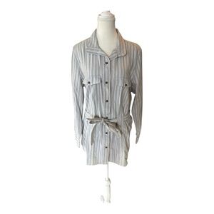 RARE Filsons Colville Cotton Shirt Dress Gray White w/ Belt Sz L